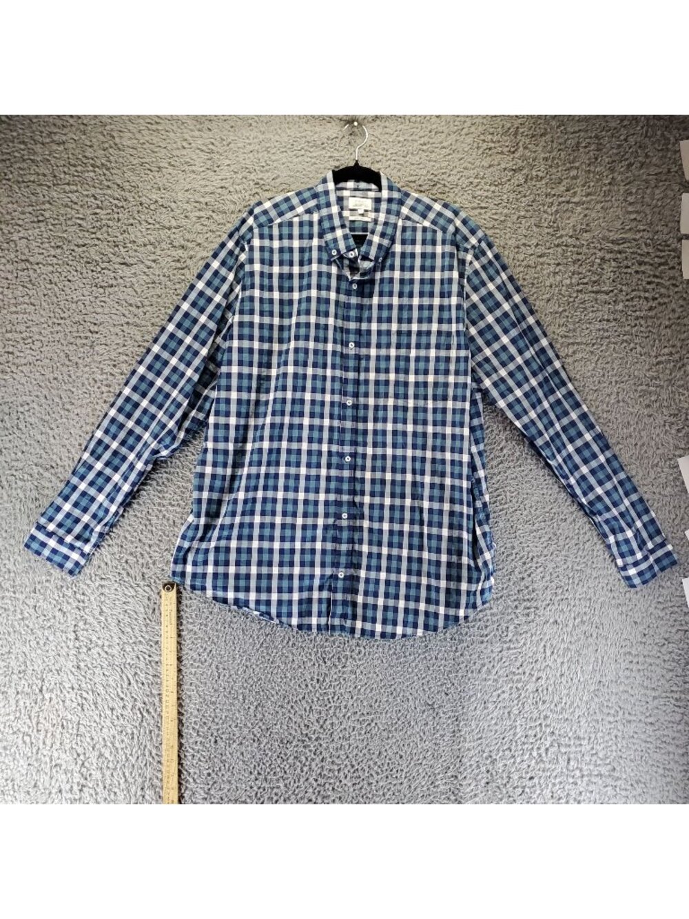 Next Shirt Mens 3XL Blue Plaid Regular Fit Button Down Long Sleeve Cotton